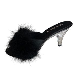 Fabulicious black fuzzy heels